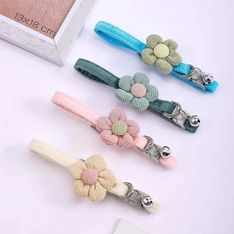 New pet supplies dog collars plush flower angel wing collars cat bell collars pet cat dog universal cute collars