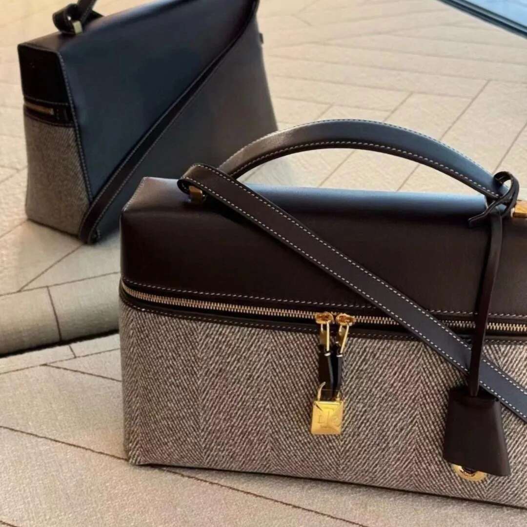 New Canvas Lunch Box Fashionable And High-End Temperament, Single Shoulder Crossbody Women's Bag, Leather Handbag