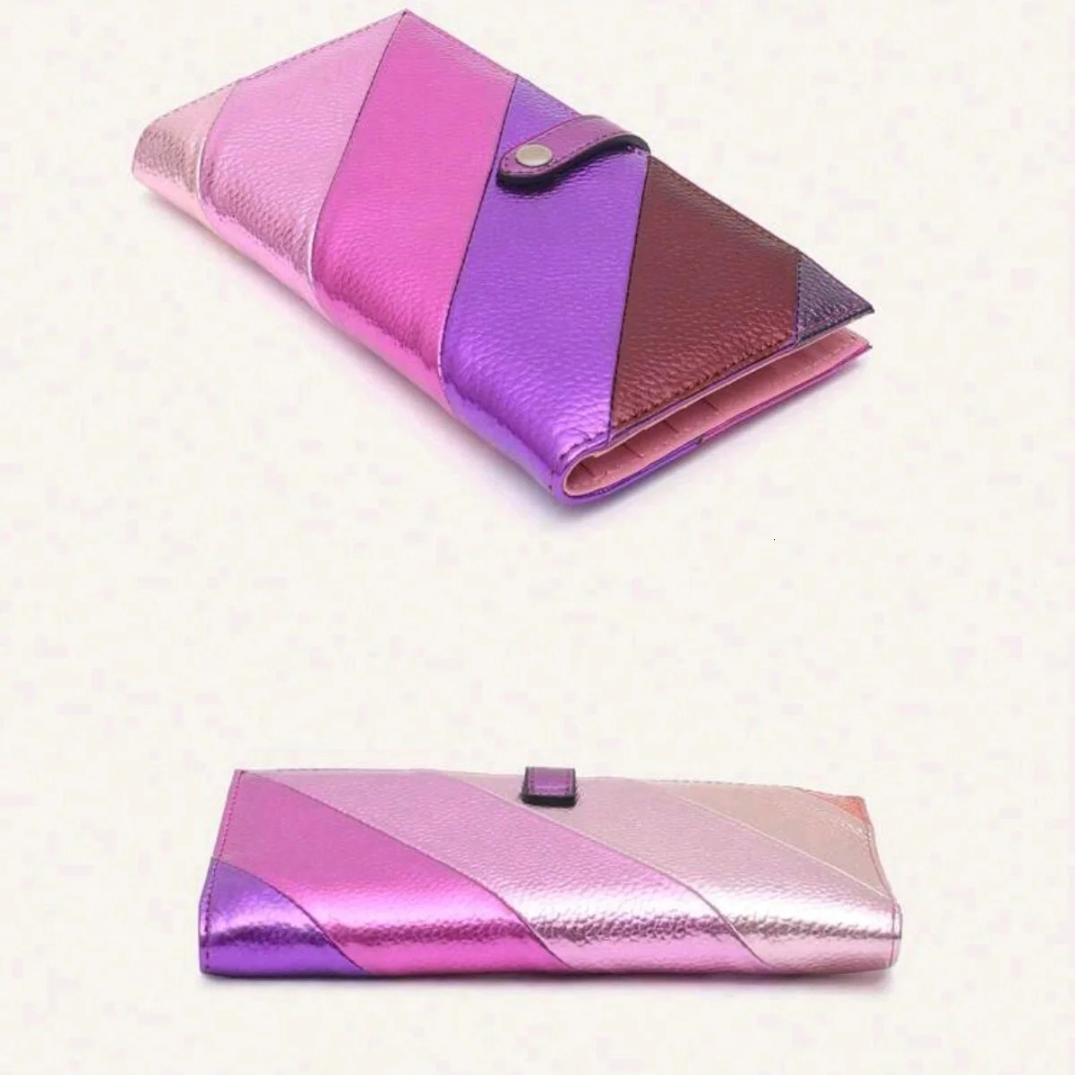 Womens PU leather splicing color dinner party club bag portable wallet 250326