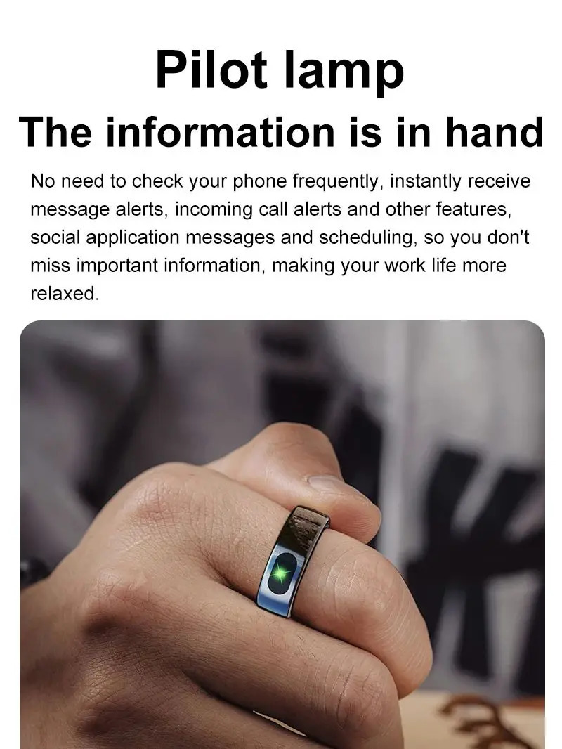 R08 Mens Smart Ring with Female Touch Control Function Health Monitor IP68 5ATM Waterproof Skin Temperature Measurement Smart Ring 250322