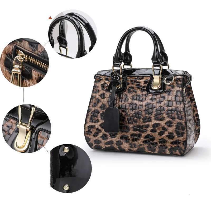 Aidrani Genuine Leather Women's Handbag, Large Capacity Leopard Print Bag,Cowhide Material