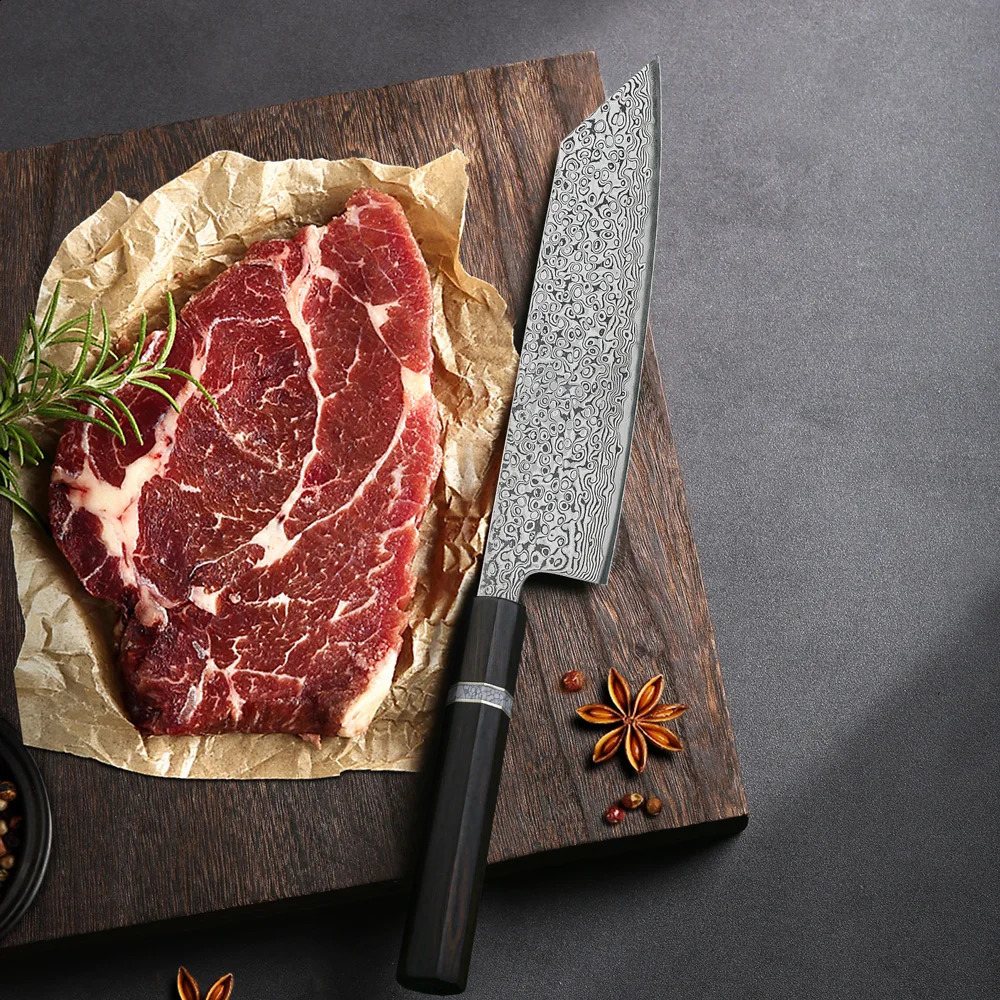 TURWHO 7 Inch Kiritsuke Knives Japanese Hand Forged Damascus Steel Professional Chef Knife Sashimi Cleaver Kitchen Cooking Tools 250327