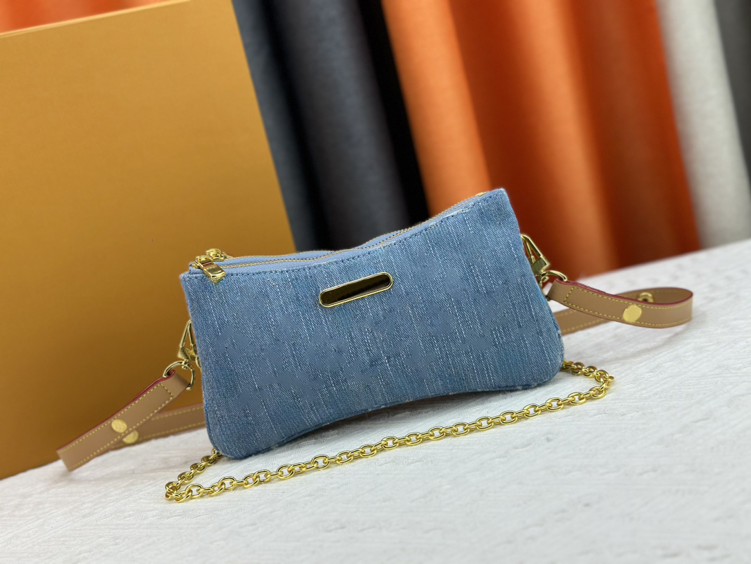 2025 Nuovo Materiale Di Denim A Molla Con Catena In Oro Staccabile E Doppi Cint…