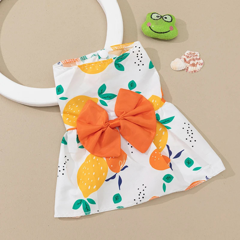 Fashion Cat Puppy Dresses with Bow for Small Dogs Cats Sphynx Chihuahua Fruit Flower Print Pet Clothes ropa para gatos sukienki 250326
