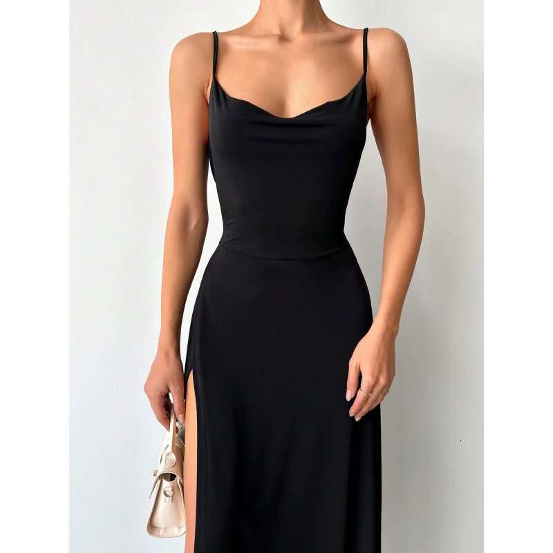 Dongdumaoyi Dames Sexy Elegante Lente Zomer Nieuwe Eenvoudige Mode Sling Midi Jurk C