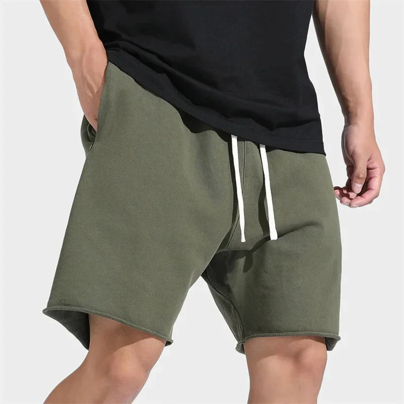Zipper Pocket Fitness Shorts for Mens Summer Trend Cotton Loose Casual Running Basketball 250326