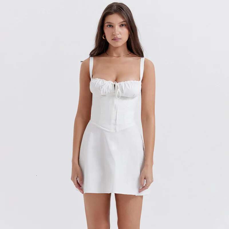 Dongdumaoyi Nieuwe Sexy Tie Taille Slim Fit Korte Mouw Zomer Vrouwen Spaghetti Zoete Pittige Stijl Jurk