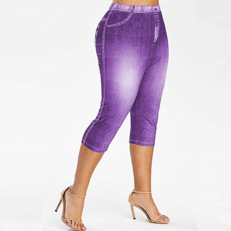 Women Yoga Pants New Printed Denim Inspired Seven Quarter Pants Casual Tight Fitting Hip Lifting And Slimming Version YJ