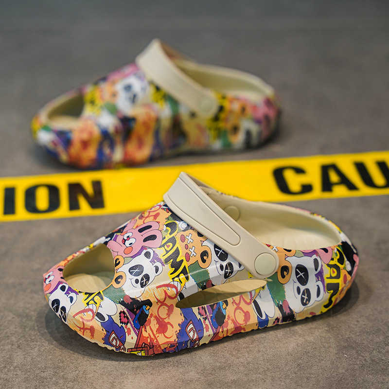 Slipper Boys Sandals Cartoon Cute Childrens Cave Shoes Summer New Style Primary and Secondary School Kindergarten Class Slippers One line Drag S25326