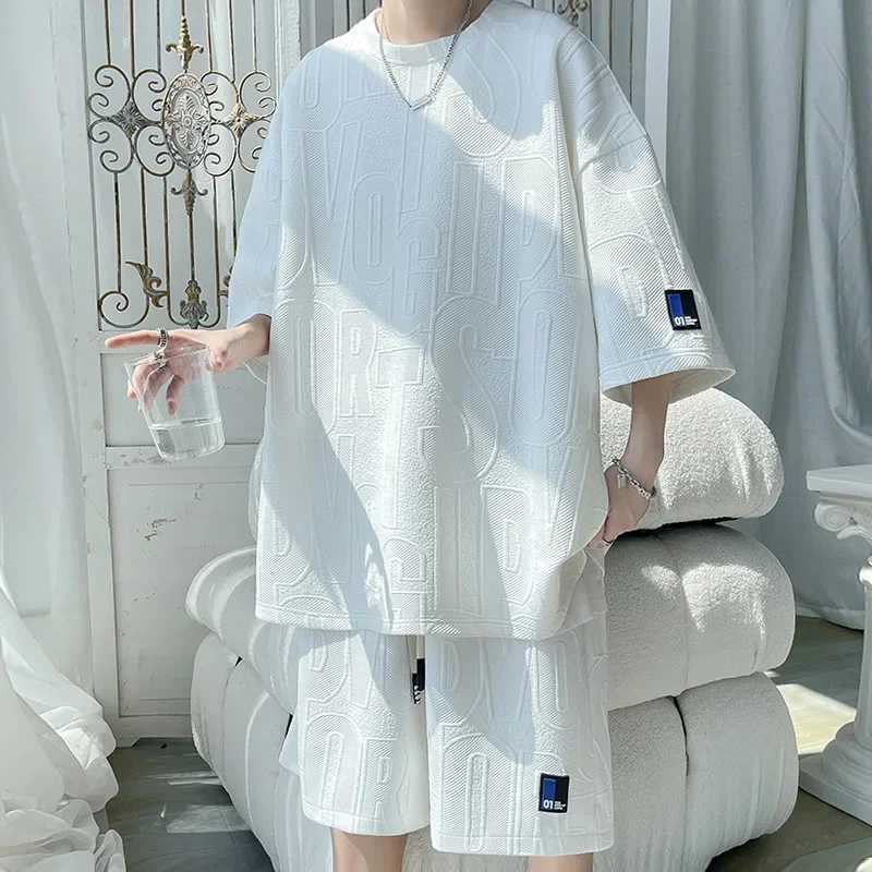 2024 Summer Mens Fashion Short Sleeve Loose Casual Set Thin Style Mens Fashion Set One SetXJ250326