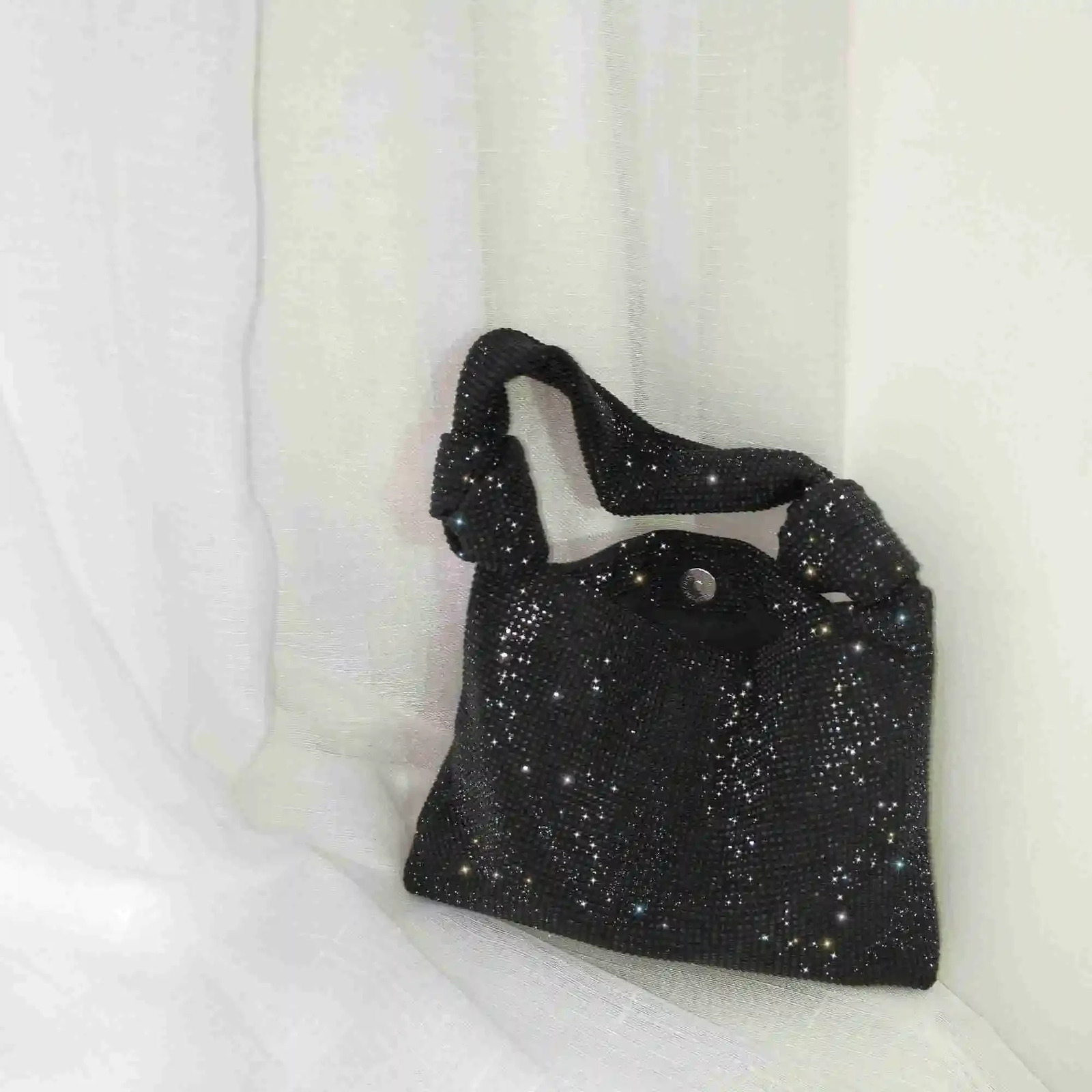 Womens Handbag Silver Black Rhinestone Evening Bag Small Clutch Diamond Fashion Mini Backpack y 250326