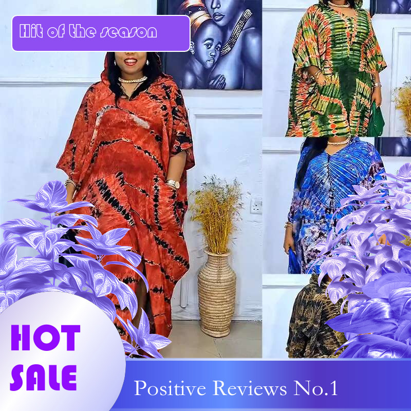 Dongdumaoyi Plus Size Afrikaanse En Midden Oosten Etnische Stijl Retro Kaftan Voor Dames Met Print Uitlopende Jurk Capuchon