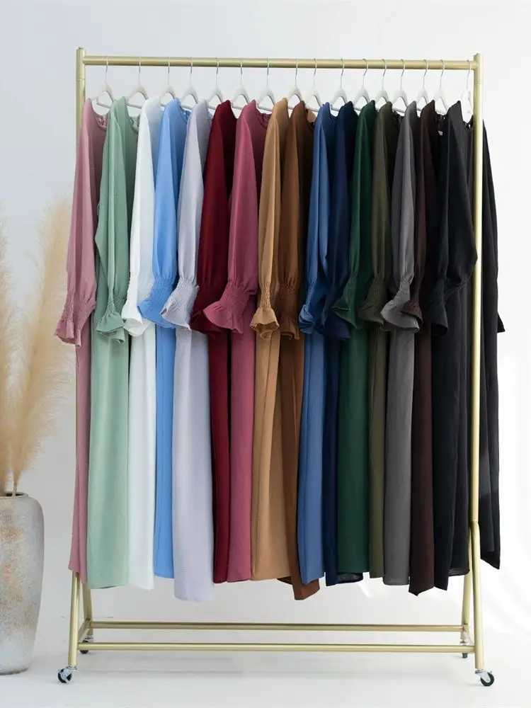Eid Solid Modest Under Abaya Dubai 2024 Palestine Women Islamic Clothing Muslim Kaftan Inner Dresses Robe Femme Musulmane X2505141