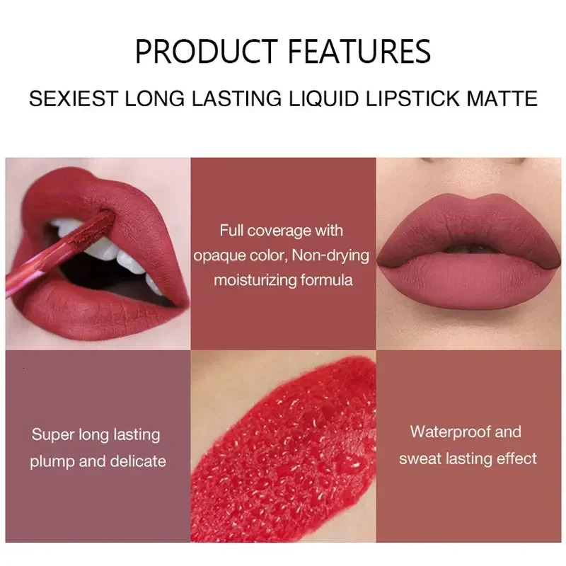 HANDAIYAN 6 PCS Lipstick Set Make-up for women Non stick Cup Waterproof Long lasting Cosmetics Korean makeup Matte lipstick 250317