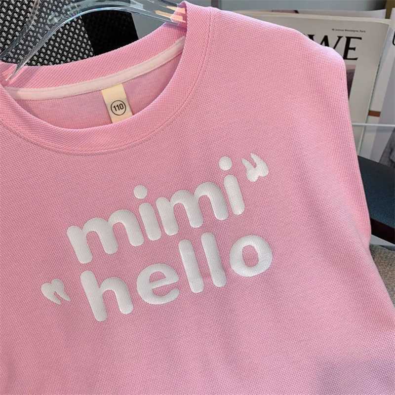 Girls clothing set summer childrens short sleeved set teenage girls letter T-shirt shorts sportswear setT250327