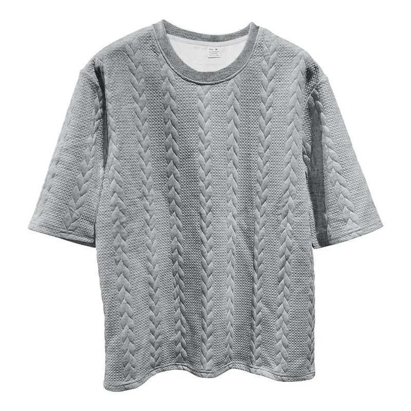 24 Knitted Solid Color Summer Casual Crew Collar Floral Short Sleeve Sportswear Mens WearXJ250326