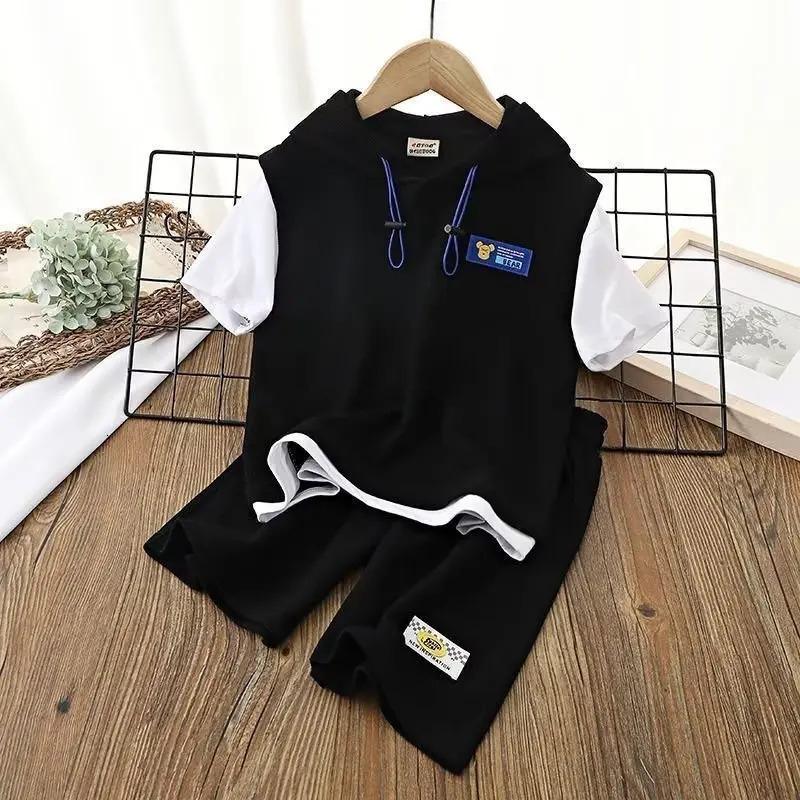 Summer Children Boy Clothes Set Teenage Girls Fashion Hoodies T-Shirts And Shorts 2 Pieces Suit Kid Top Bottom Outfits Tracksuit 250326