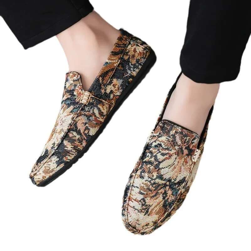 Men Printing Loafers Summer Men's Walking Casual Light Canvas Shoes Male Breathable Fashion Flat Slip-on Boat Footwear