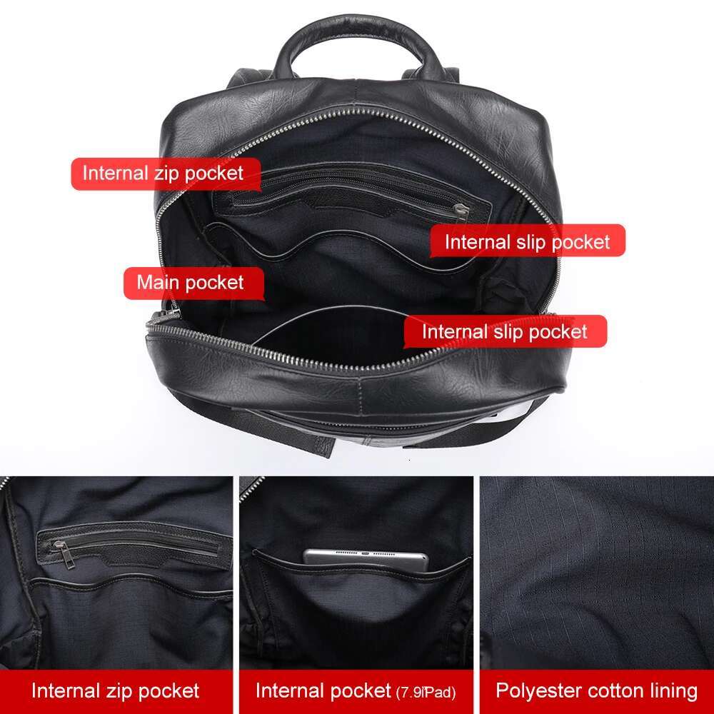 WESTAL Genuine Leather Laptop Backpack Men's Computer Bag 14 Inch Notebook Executive Business Large Capacity Shoolbag For Boy