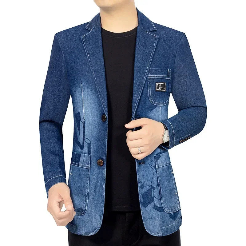 fashion mens casual denim jacket highquality suit ultrathin suitable size 4XL 250326