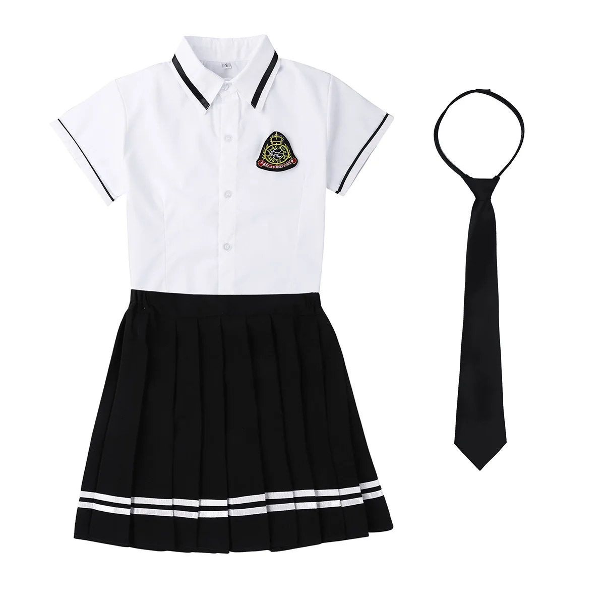 TiaoBug Japanese school girl uniform set white short sleeved Tshirt top pleated skill roleplaying Korean student costume 250326