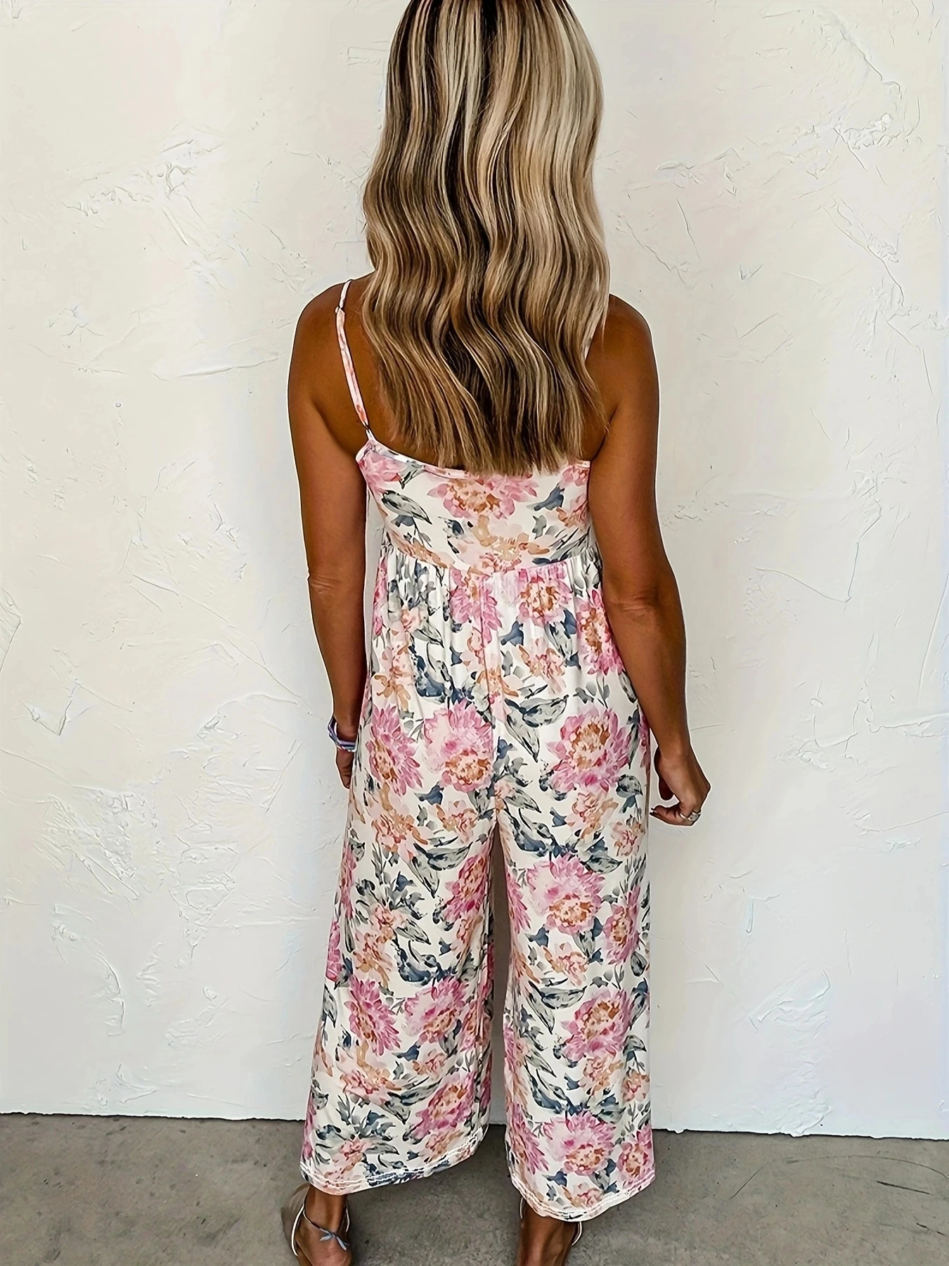 Summer womens Camisole jumpsuit with loose print 250326