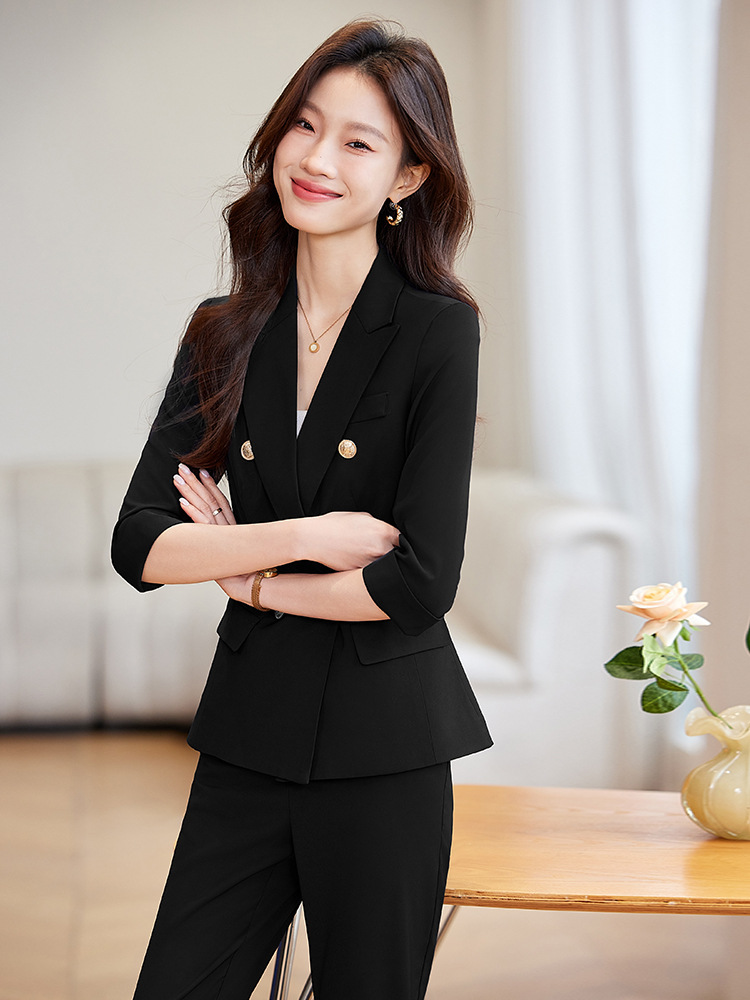 H3261Spring & Autumn Collection - Women's Korean Style Mid-Length Slim Suit Jacket