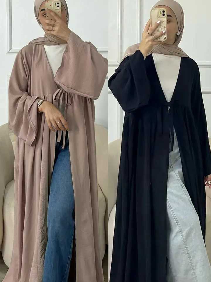 vestidos Muslim Turkish Loose Casual Lace-ups Cardigan Ramadan Robe Dubai luxury Abayas For Women Femme Evening Maxi Dresses X2505141