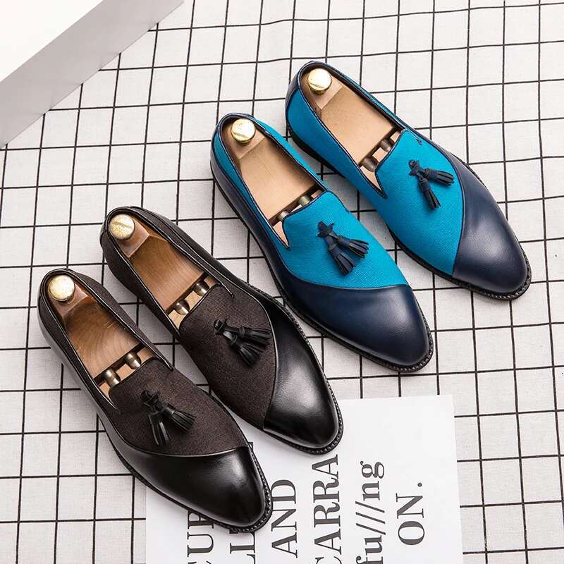 Fashion Business Dress Men's Classic Leather Men Suits Slip-On Oxfords Shoes Party tassel designer shoes