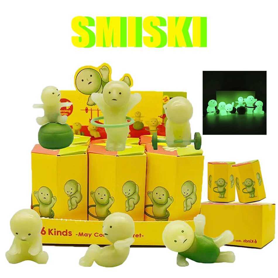 6 pieces/box SMISKI Exercise Series Noctilucent Green Doll Blind Box Mystery Box Action Figures Model Toys Fans Childrens Gifts X250327