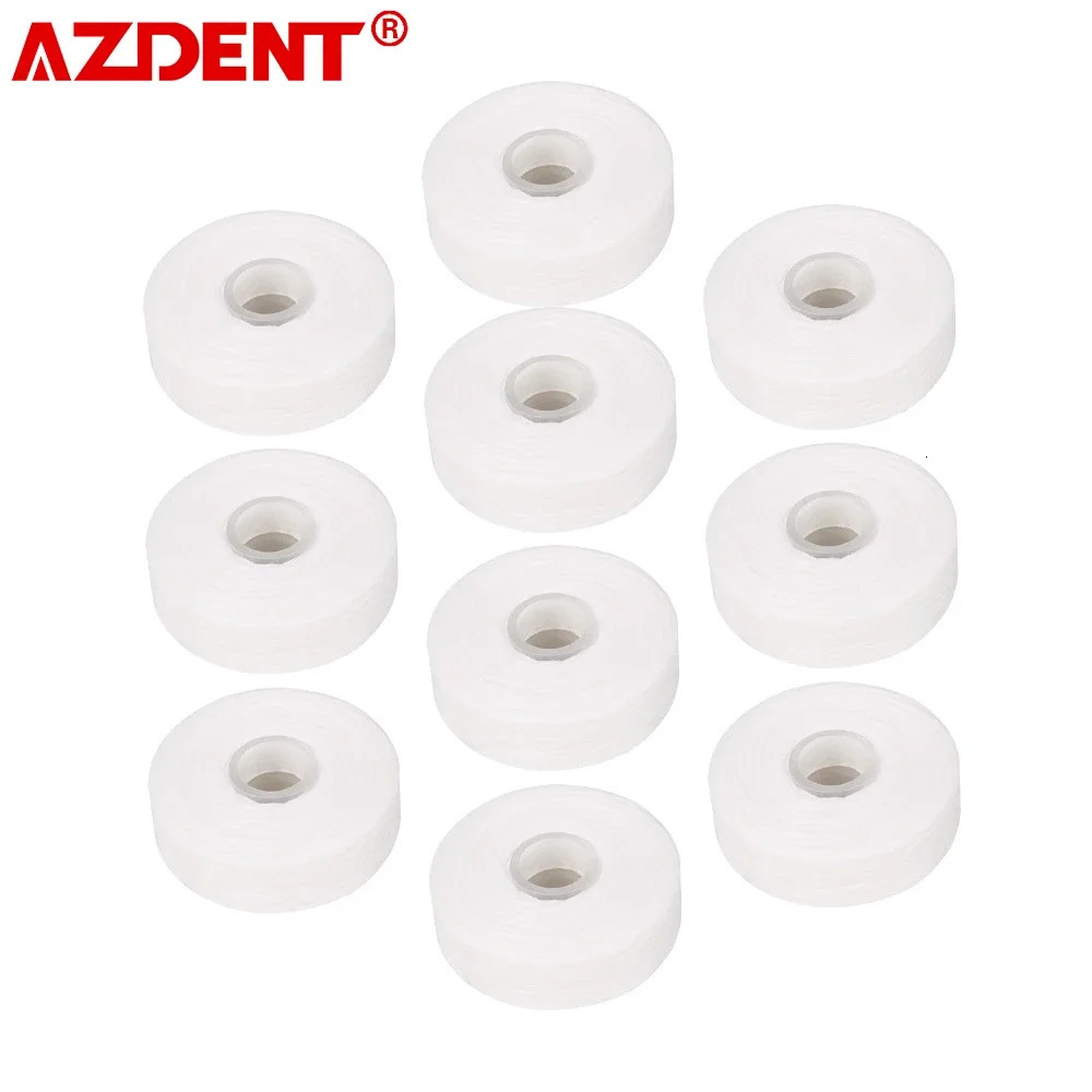 AZDEN 10 roll dental floss with builtin wire spool wax mint spice European replacement flat 50Mroll 250325