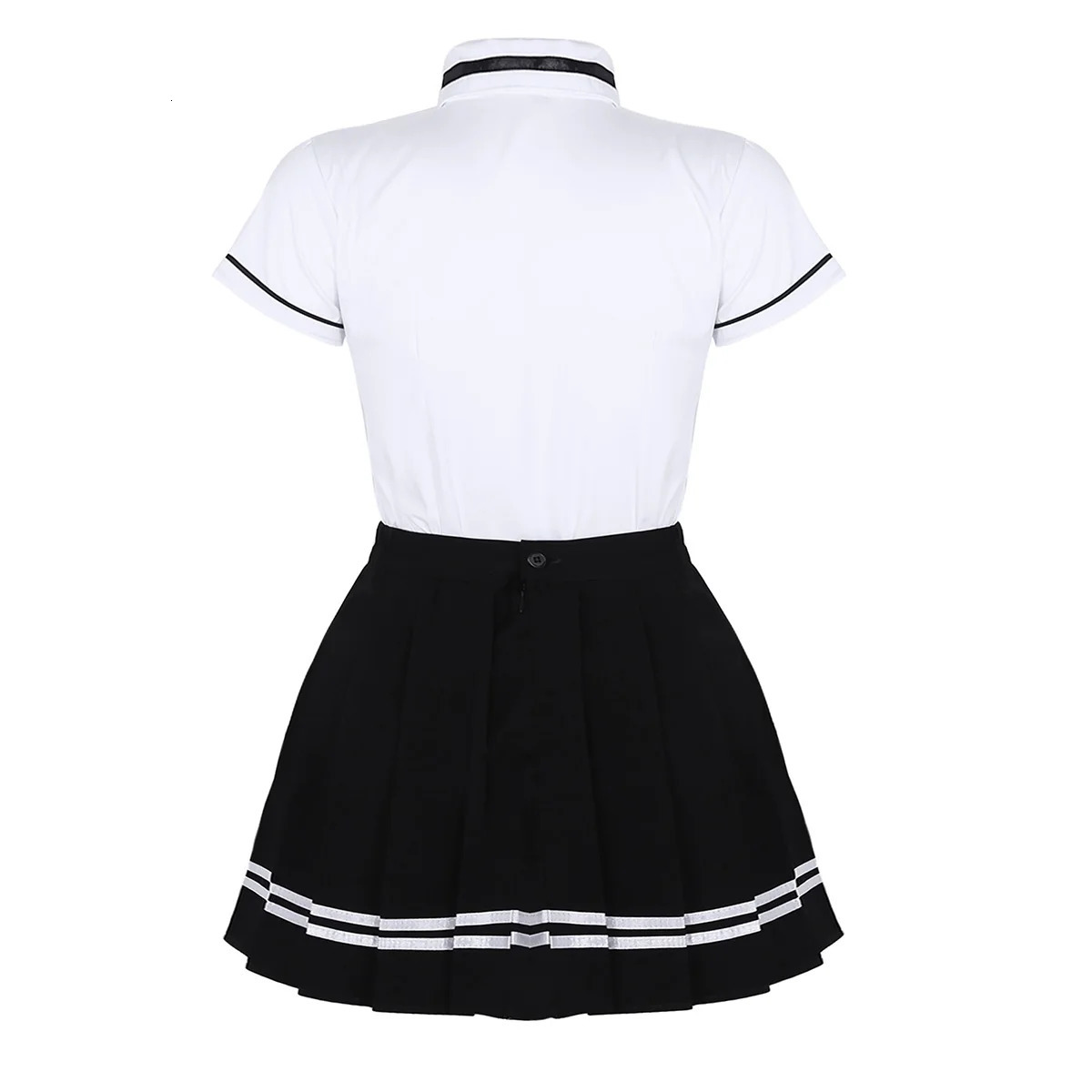 TiaoBug Japanese school girl uniform set white short sleeved Tshirt top pleated skill roleplaying Korean student costume 250326