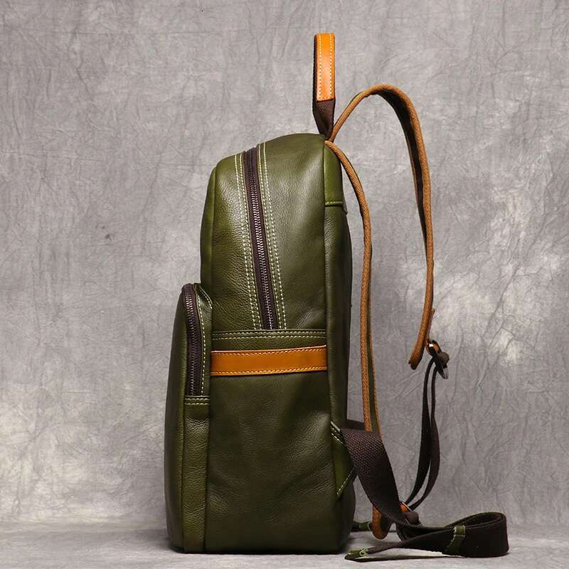 Men's Genuine Leather Travel Leisure College Teenager Backpacks School Backpack Man 15" Laptop Bag Leathfocus