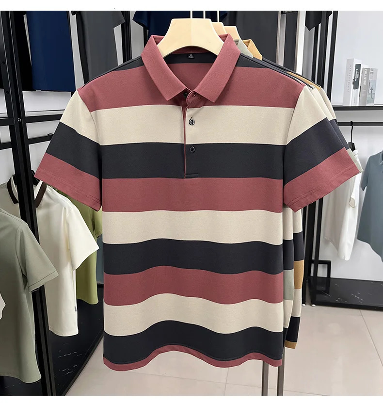 High quality trendy short sleeved mens polo shirt summer project ice silk breathable Korean casual collar Tshirt 250327