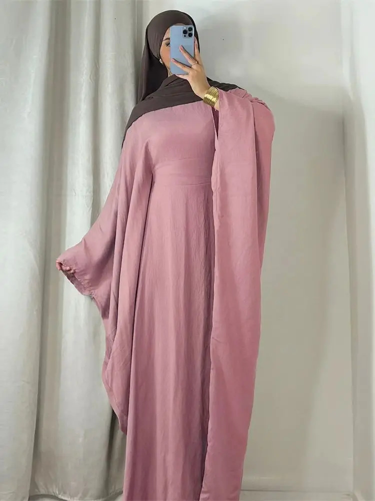 Ramadan Eid al Fitr Soft Crepe Khimar Batwing Abaya Dubai Islamic Muslim Humility African Womens Clothing 250326