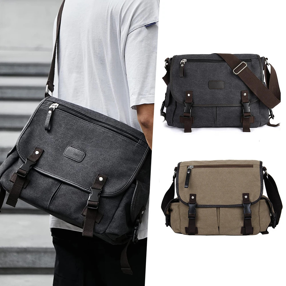 Neutral canvas shoulder bag with large capacity and adjustable straps suitable for school work activities 250326