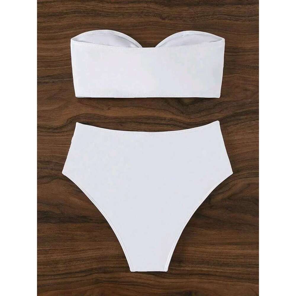 XS - L 3D wer Bandeau Bikinis Female Swimsuit High Waist Women Swimwear Two-pieces Bikini Set Bathing Suit Swim Lady - Twopieces - -