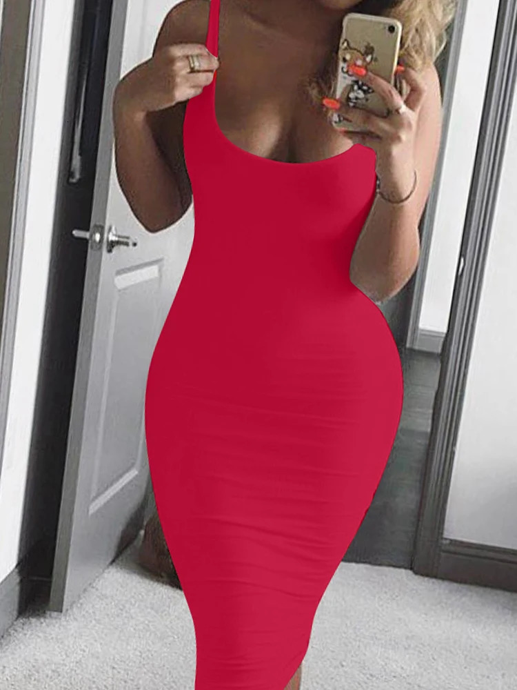 Spring and summer fashion sexy vest dress European American plus size womens sleeveless Midi 250324
