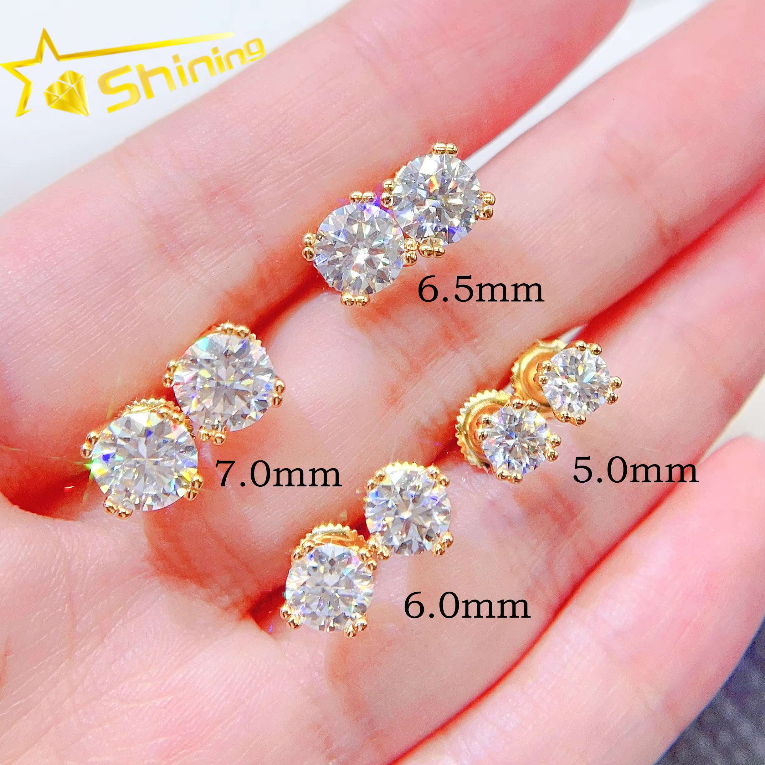 925 Silver Pass Diamond Tester 8 Prongs Round Brilliant Cut Moissanite Stud Earrings Custom Fine Jewelry Earrings