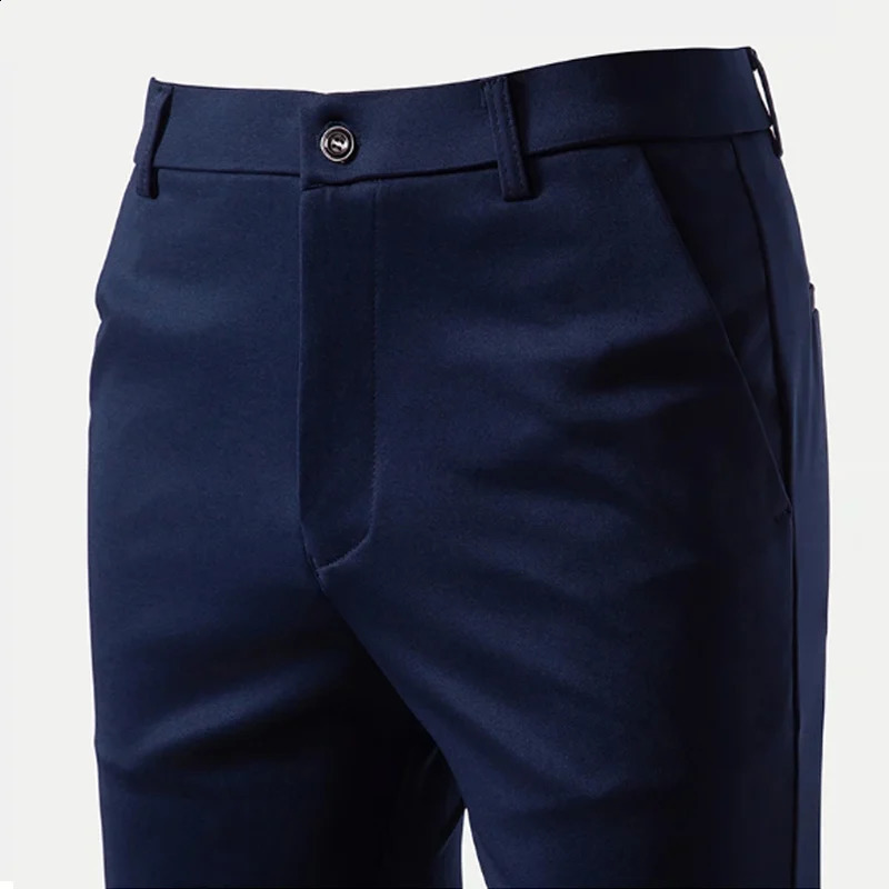 29-42 Mens Summer Thin Fashion Business Casual Suit Pants Long Pants Mens Elastic Straight Sleeve Formal Pants Plus Size 28-40 250317
