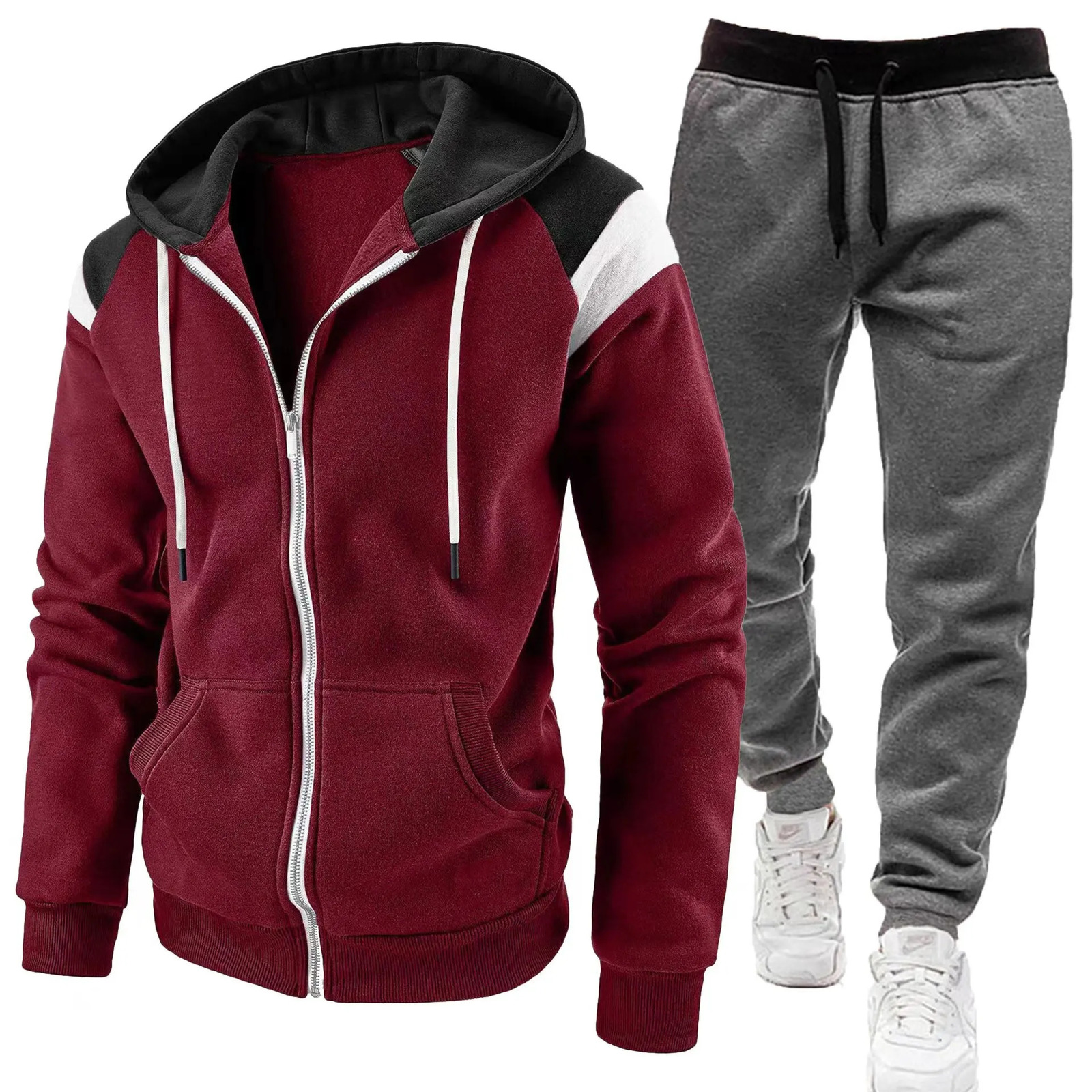 Mens hooded sweater wool cool casual winter clothing sports cardigan long sleeved zipper mens top 250327