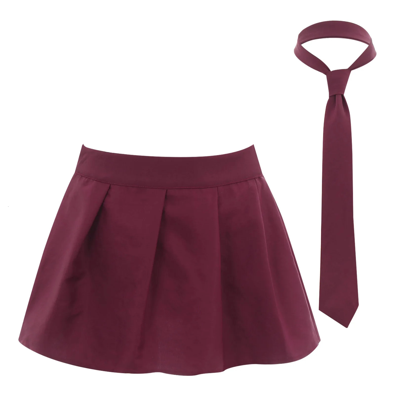 Womens zipper plain mini skirt with collar Japanese female student uniform clothing fancy dress ball 250326