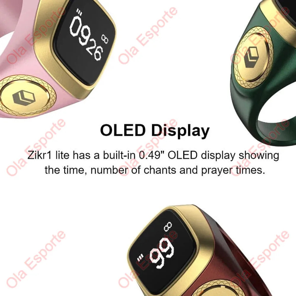 Qibla Smart Tasbih Tally Counter for Muslims Zikr Ring Digital Tasbeeh 5 Prayer Time Vibration Reminder Waterproof Qibla Subhah 250322