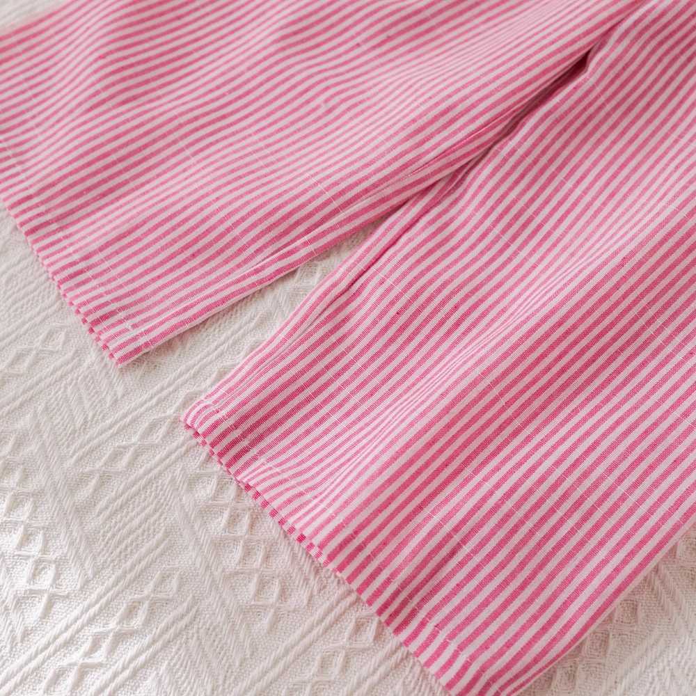 Humorous Bear Summer Girl Set Pink Vertical Stripe Bow Sleeveless Tank Top+Pants Two Piece Cute Childrens Clothing SetT250327