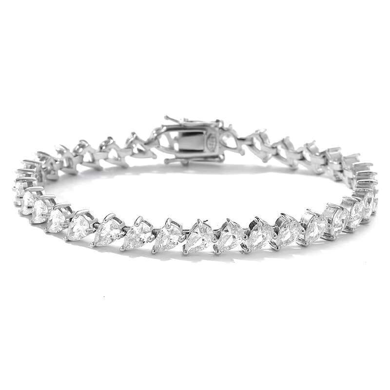 Wholesale Custom New Arrival 0.5CT Water Drop Moissanite 925 Sterling Silver Tennis Bracelet for Women Banquet Jewelry Bracelet