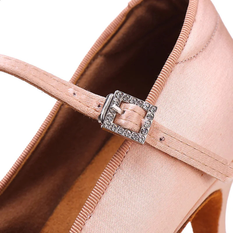 XIHAHA Women Dances Standard Shoes Fresh Tan Satin All Girl High Heeled Dance Shoe Woman Soft Sole Modern Dance Shoes 250327