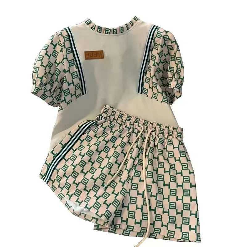 Girls sportswear summer new item mid to large size childrens fashionable casual short sleeved two-piece setT250327