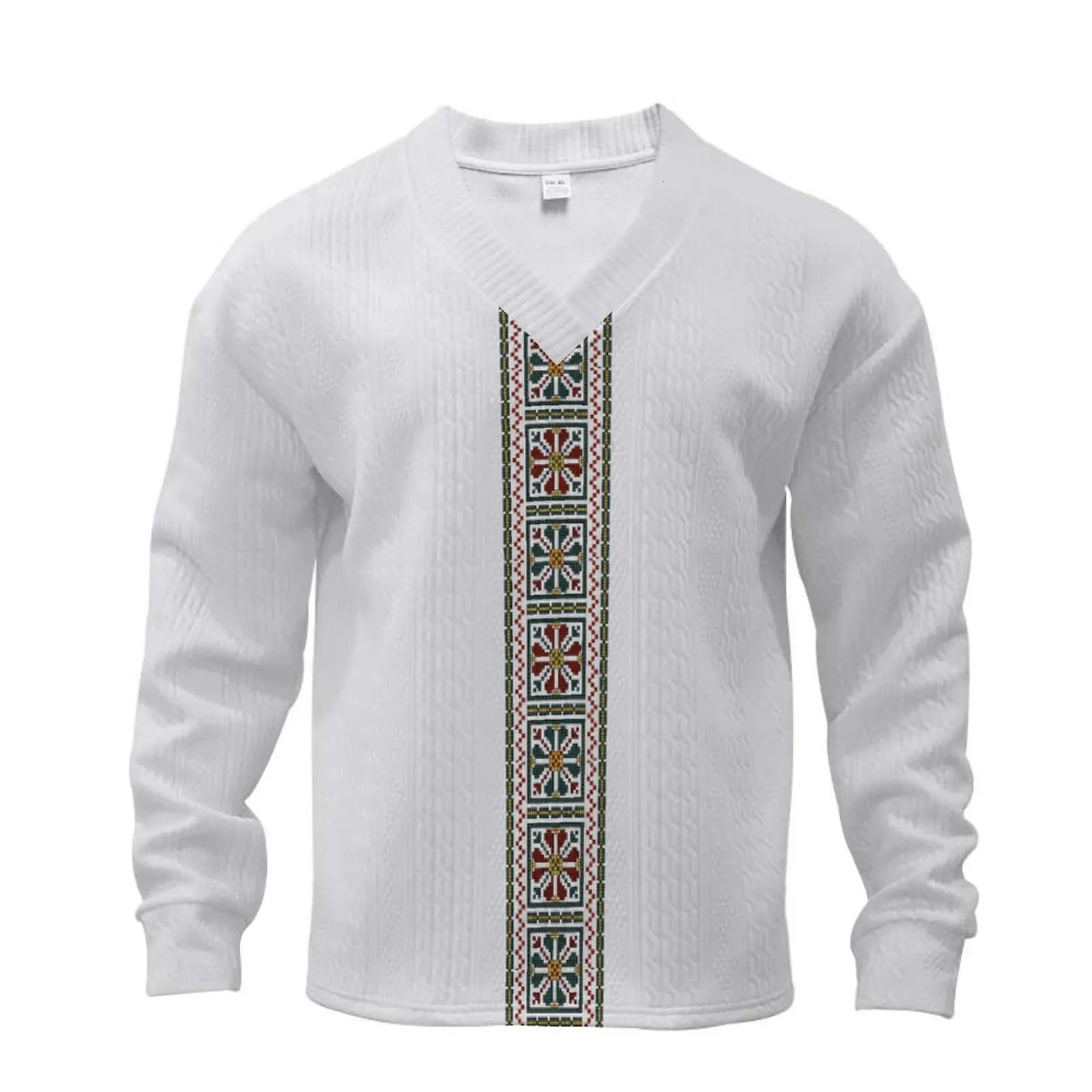 autumn mens loose casual sportswear highquality jacquard Vneck long sleeved twopiece set w250327