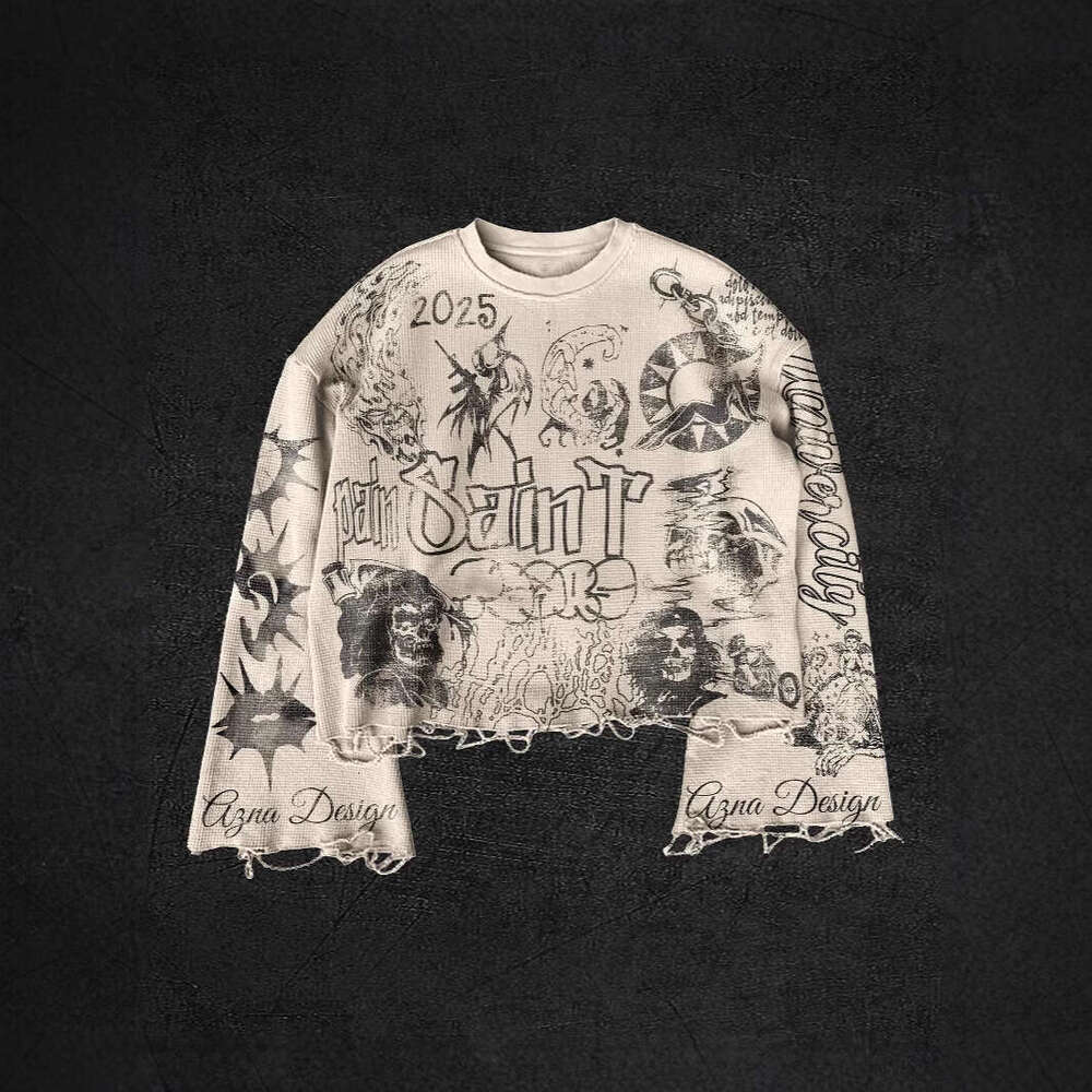 Street digital printed hoodie Gothic style hip-hop Harajuku women's casual t-shirt knitted gift for man