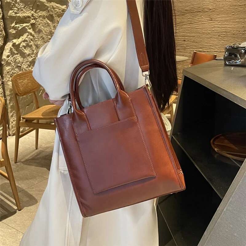 Vintage Genuine Leather Bucket Tote Shoulder Bags For Women 2025 Designer Top Handle Satchel Ladies Handbags